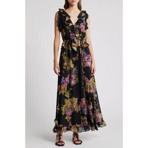 Kobi Halperin Floral Lesley Ruffle Midi Dress Women's Size S NWT